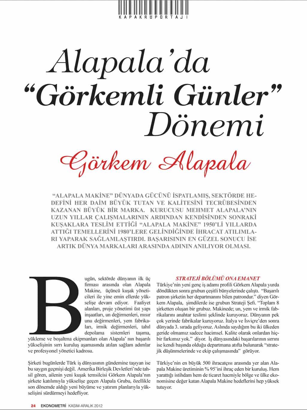 Interview on Ekonometri Magazine
